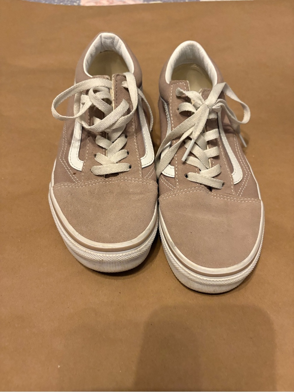 Vans Taupe Canvas Sneakers with White Accents